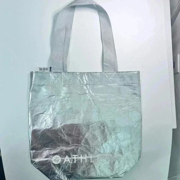 Athleta Silver Reusable Shopping Grocery Bags Lot of 3 - Picture 3 of 5